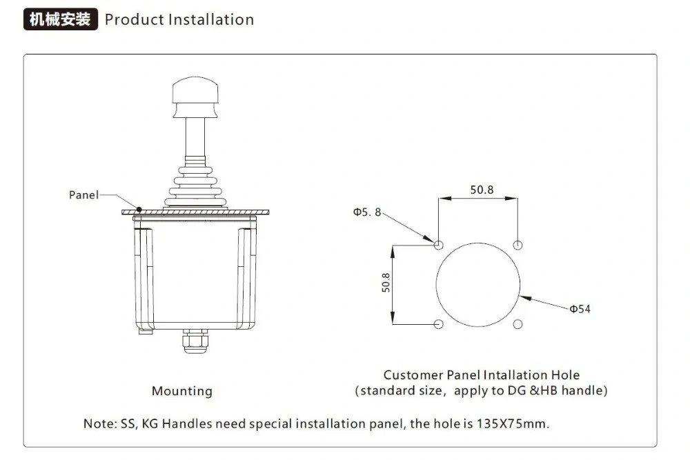 PWM or Can Open Industrial Joystick Grip Single-Axis Used in Harvesters